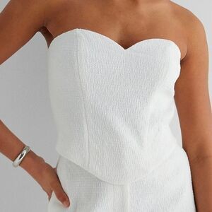 Express Textured White Crop Top with Zipper Size S